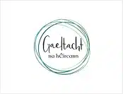 Logo with overlapping green and blue circular lines and the text "Gaeltacht na hÉireann" in a handwritten style font in the center, on a white background.